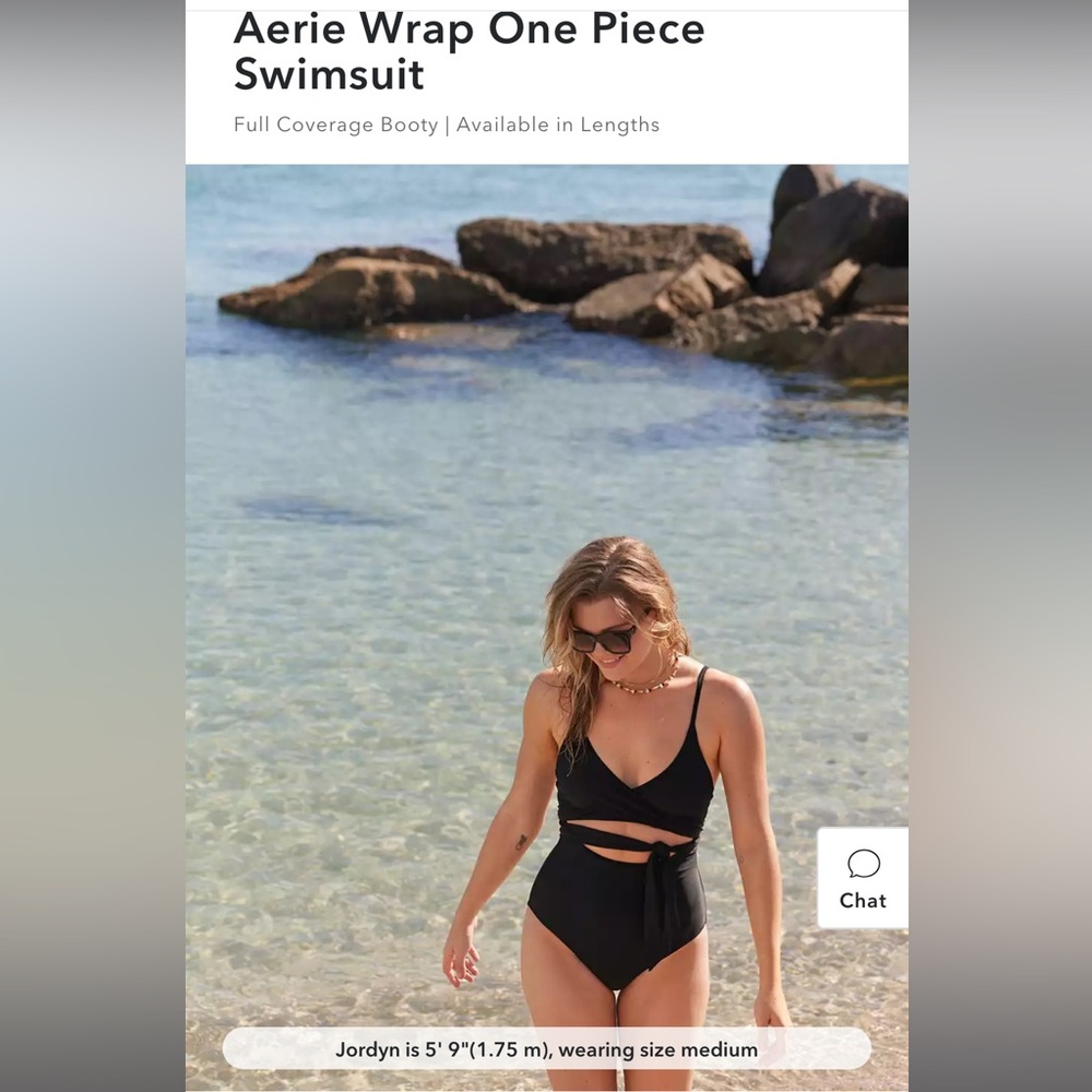NWTs AERIE - Wrap One Piece - Black - Size Medium - Long Torso